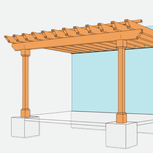 Architectural rendering of an attached patio cover.