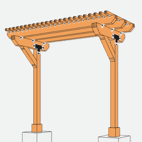 Architectural rendering of a barbecue shade cover.
