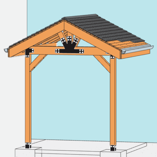 Architectural rendering of an attached porch patio.