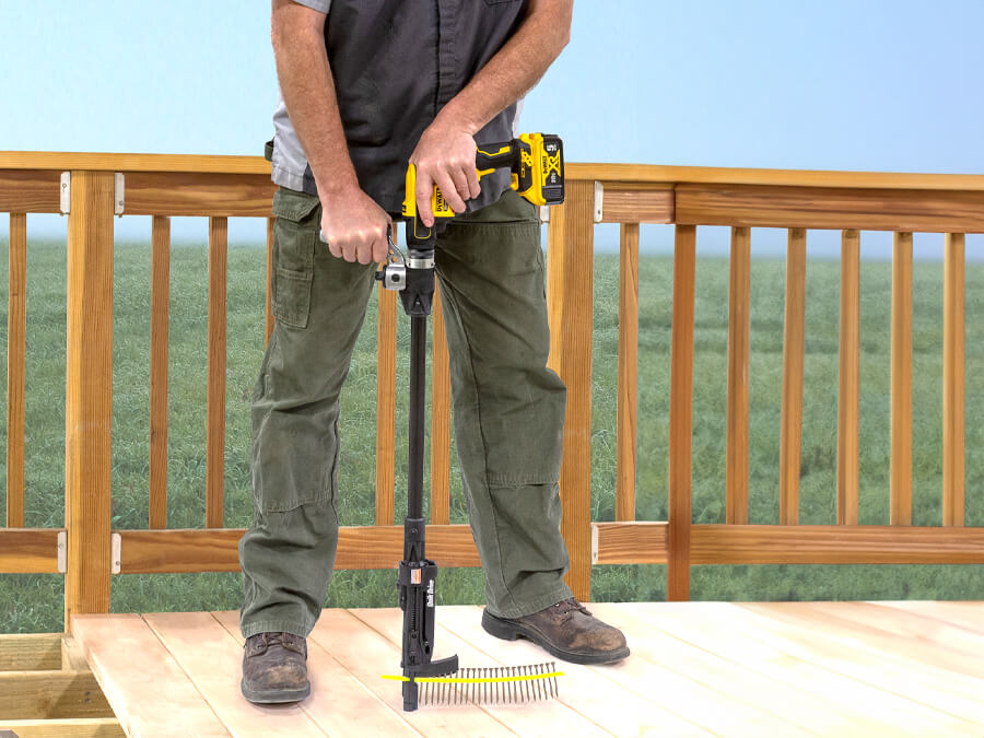 Quik Drive cordless auto-feed screw driving system for deck projects.