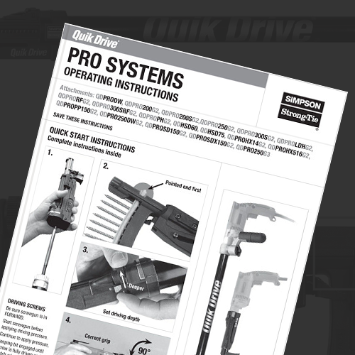 Downloadable manual for Quik Drive Pro Systems.