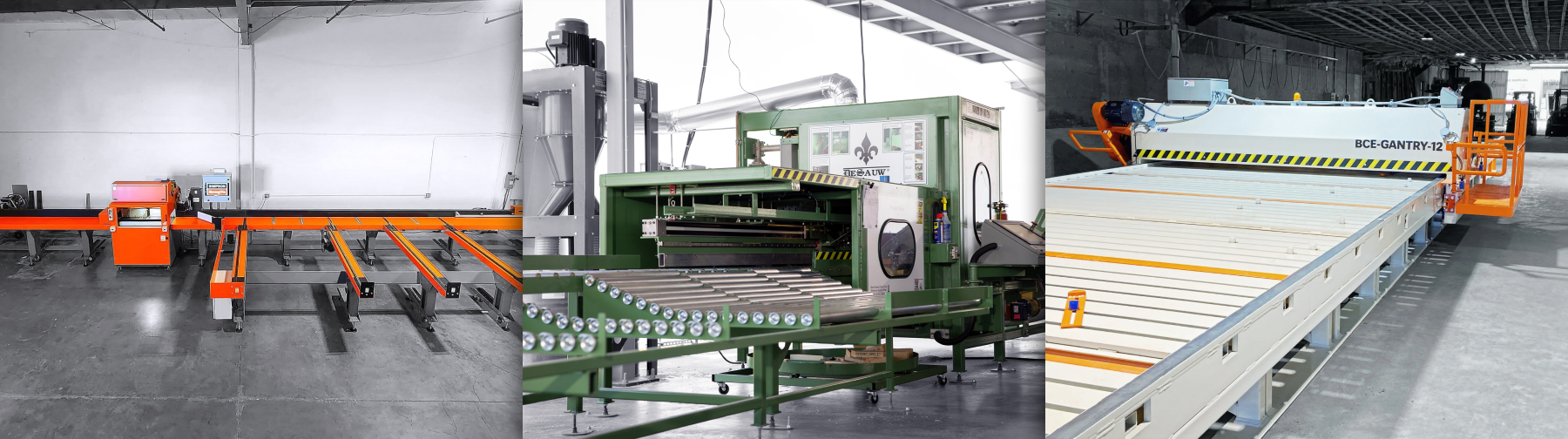 Collage featuring EasyFrame™ Automated Marking System, Monet and Truss Fabrication Equipment