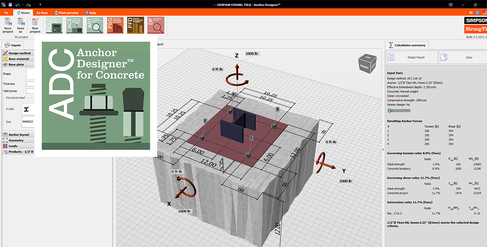 Anchor Designer™ for Concrete screenshot.
