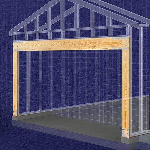 Software render of Strong-Wall Site-Built Portal Frame System on a 3d house structure.